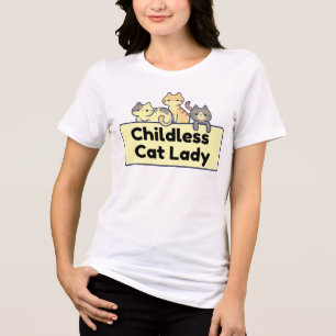Triblenda Camiseta de la dama de gato sin hijos
