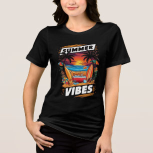 Triblenda Camiseta de la escena de la playa de Summer Vibes