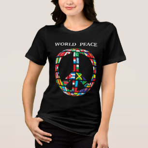 Triblenda Camiseta de la paz mundial Tri-Blend