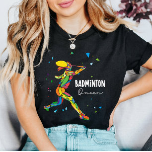 Triblenda Camiseta de la Reina del Bádminton Vibrante Abstra