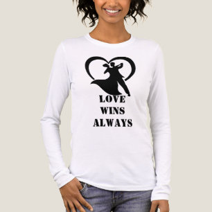 Triblenda Camiseta de largo plazo de eslogan El amor gana