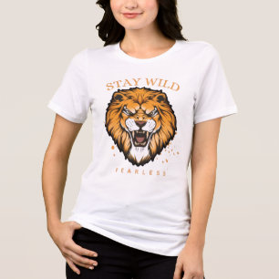 Triblenda Camiseta de león intrépido y salvaje para mujeres
