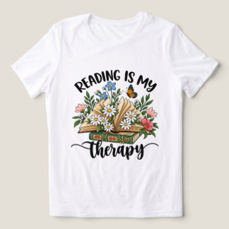 Triblenda Camiseta de libro de flores Mi terapia es leer