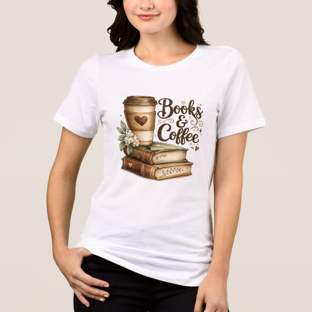Triblenda Camiseta de Libros y Café (Anverso)