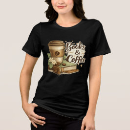 Triblenda Camiseta de Libros y Café