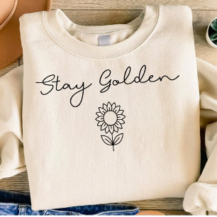 Triblenda Camiseta de línea de arte de girasol Stay Golden