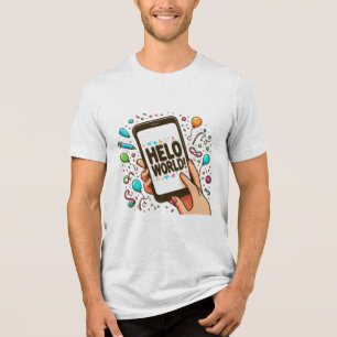Triblenda camiseta de los hombres, tee de mundo de saludo di