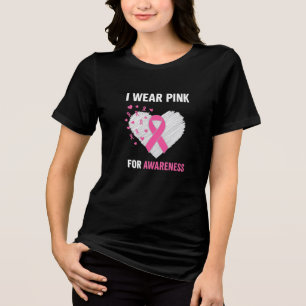 Triblenda Camiseta de lucha contra el cáncer de mama con laz