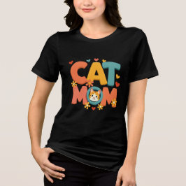 Triblenda Camiseta de Mamá de Gato – Retro Tee Groovy de los