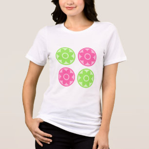 Triblenda Camiseta de mandala floral rosa y verde linda