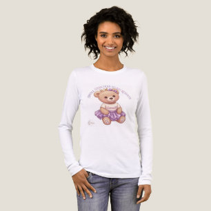 Triblenda Camiseta de manga larga blanca con oso de peluche