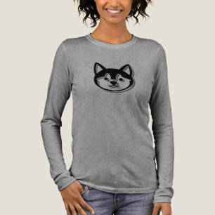Triblenda Camiseta de manga larga con cara de Husky Chibi mi