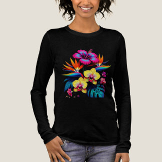 Triblenda Camiseta de manga larga con estampado botánico vin