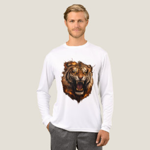 Triblenda Camiseta de manga larga con gráfico de tigre rugie
