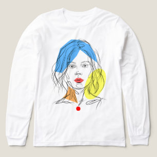Triblenda Camiseta de manga larga con retrato de mujer de ar