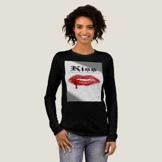 Triblenda Camiseta de manga larga con tipografía gótica Kiss