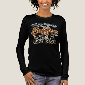 Triblenda Camiseta de manga larga de café divertido para muj