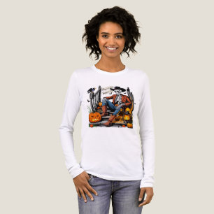 Triblenda Camiseta de manga larga de esqueleto vaquero de Ha