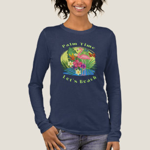 Triblenda Camiseta de manga larga Palm and Flamingo Navy