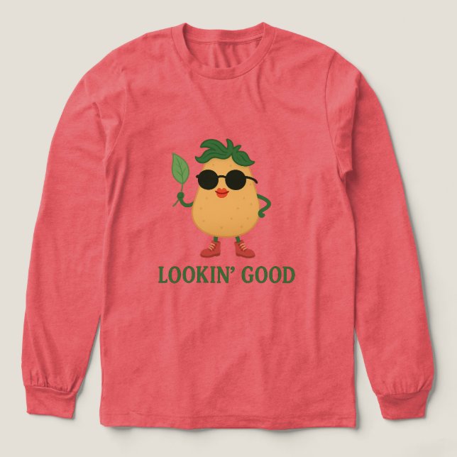 Triblenda Camiseta de manga larga para mujer Funny Potato (Diseño traserp)