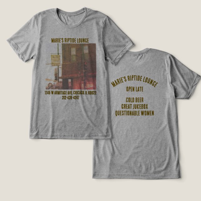 Triblenda Camiseta de Marie's Rip Tide Lounge (Diseño Anverso y Reverso)