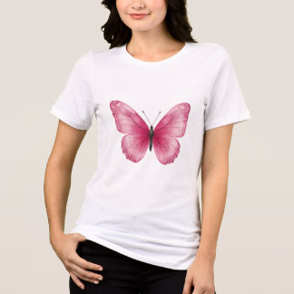 Triblenda Camiseta de mariposa de acuarela rosa estética