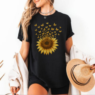 Triblenda Camiseta de mariposa de girasol