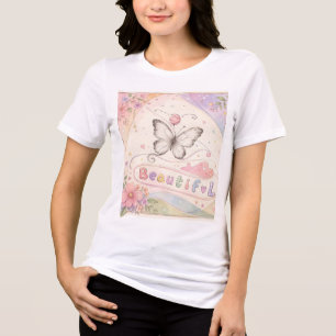 Triblenda Camiseta de Mariposa Hermosa Inspiración Floral