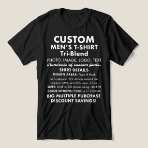 Triblenda Camiseta de mezcla triple negra personalizada para