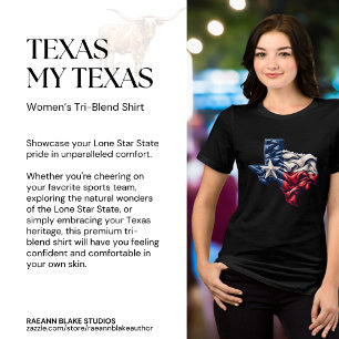 Triblenda Camiseta de mezcla triple para mujer Texas Mi Texa