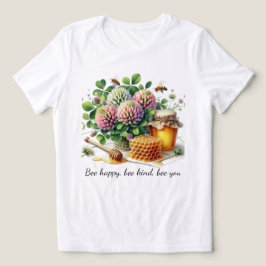 Triblenda Camiseta de Miel de Trébol Feliz Abeja