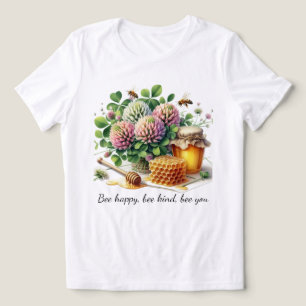 Triblenda Camiseta de Miel de Trébol Feliz Abeja