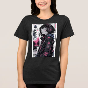 Triblenda Camiseta de moda urbana de chica anime Cyberpunk  