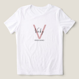 Triblenda Camiseta de monograma de dama de honor rosa polvor