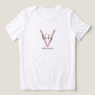 Triblenda Camiseta de monograma de dama de honor rosa polvor