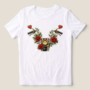 Triblenda Camiseta de Motocicleta Floral para Mujeres Heart