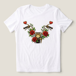 Triblenda Camiseta de Motocicleta Floral para Mujeres Heart 