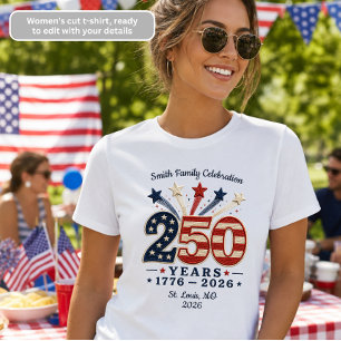 Triblenda Camiseta de mujer 250 años aniversario de América