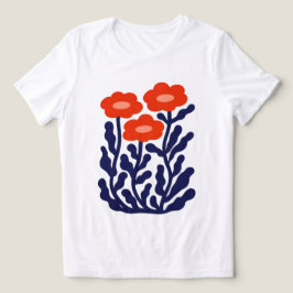 Triblenda Camiseta de mujer abstracta floral Scarlet Harmony