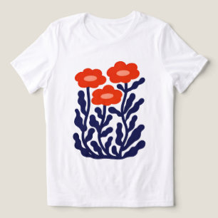 Triblenda Camiseta de mujer abstracta floral Scarlet Harmony