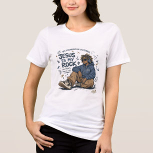 Triblenda Camiseta de mujer ADOM "Jesús es mi roca"