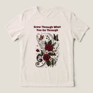Triblenda Camiseta de mujer con flores inspiradoras "Superar