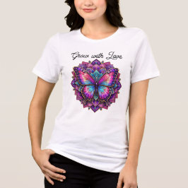 Triblenda Camiseta de mujer con mandala de mariposa Grow wit