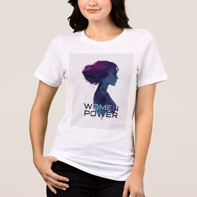 Triblenda Camiseta de mujer de bajo Poly poder arte feminist (Anverso)