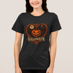 Triblenda Camiseta de mujer de calabaza de Halloween vintage
