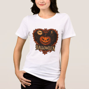 Triblenda Camiseta de mujer de calabaza de Halloween vintage