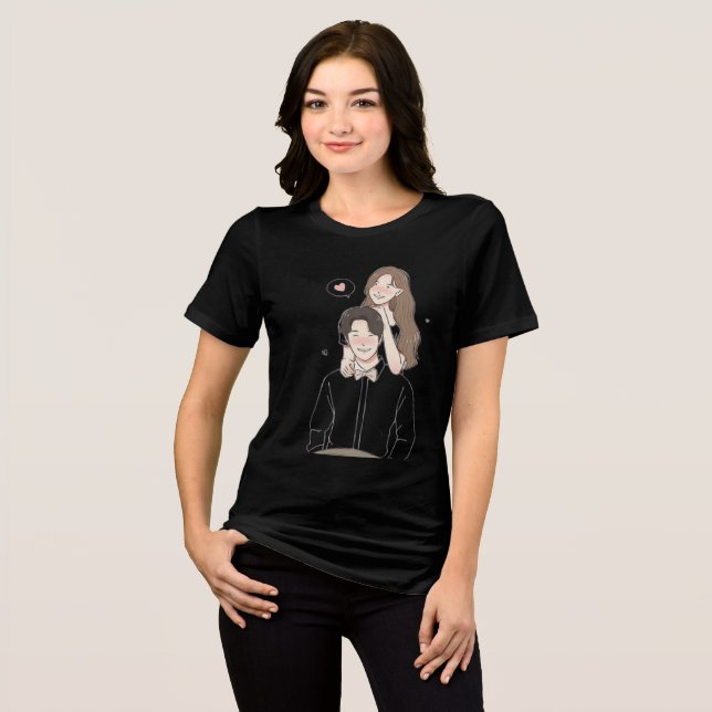 Triblenda Camiseta de mujer de pareja romántica - regalo de  (Anverso Completo)