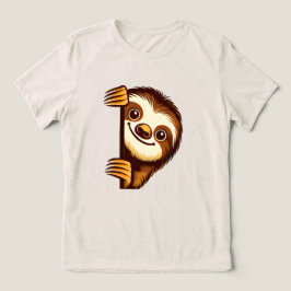 Triblenda Camiseta de mujer de perezoso sonriente espiando d