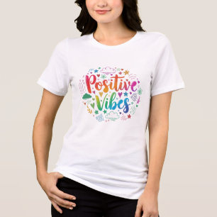 Triblenda Camiseta de mujer de vibraciones positivas colorid