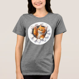Triblenda Camiseta de mujer diseñada con gato personalizado